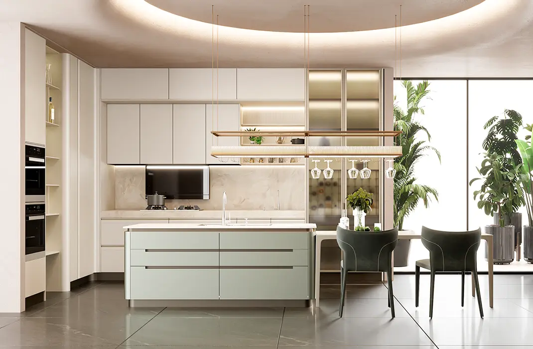 modern-cream-and-light-green-italian-kitchen-design-with-island modern-cream-and-light-green-italian-kitchen-design-with-island